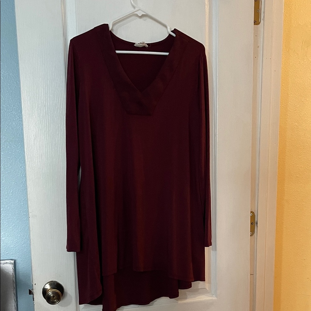 Cupio Rich Burgundy V-Neck Tunic